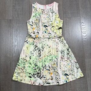 TED BAKER Sleeveless Dress With Jewels/Crystals Drops Print Size 3 Ted